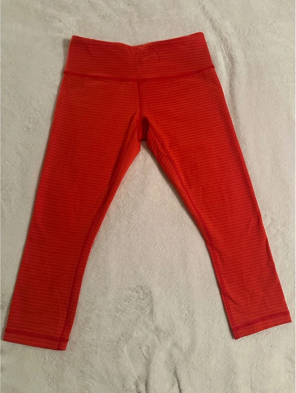 Lululemon Cropped Athletic Leggings - Heathered Striped Orange / Red - Size 6